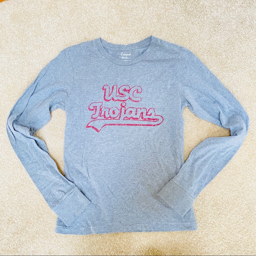 USC Trojans grey and red logo long sleeve top